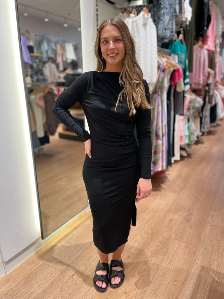 Jersey L/S Midi Dress - Black