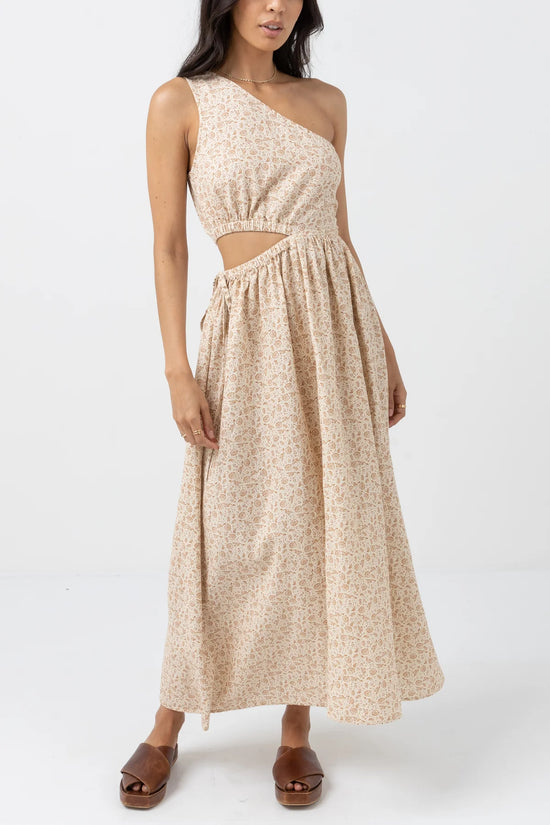Rhythm Nazare Paisley One Shoulder Maxi Dress - Clay