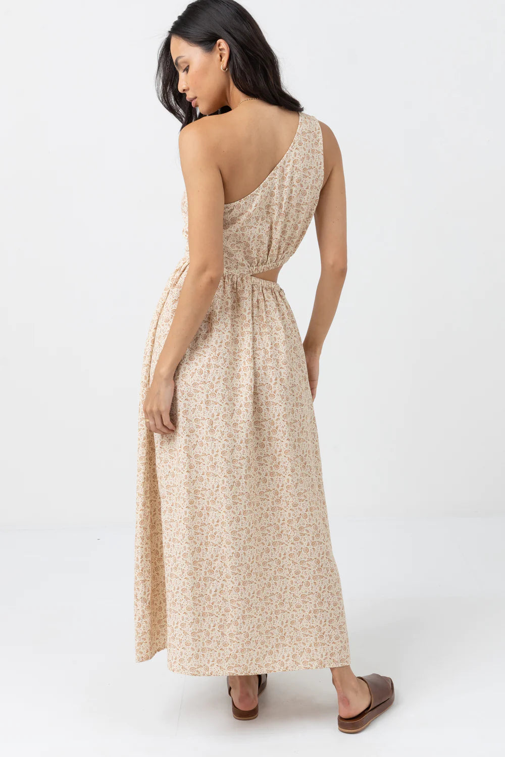 Rhythm Nazare Paisley One Shoulder Maxi Dress - Clay