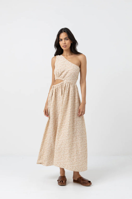 Rhythm Nazare Paisley One Shoulder Maxi Dress - Clay