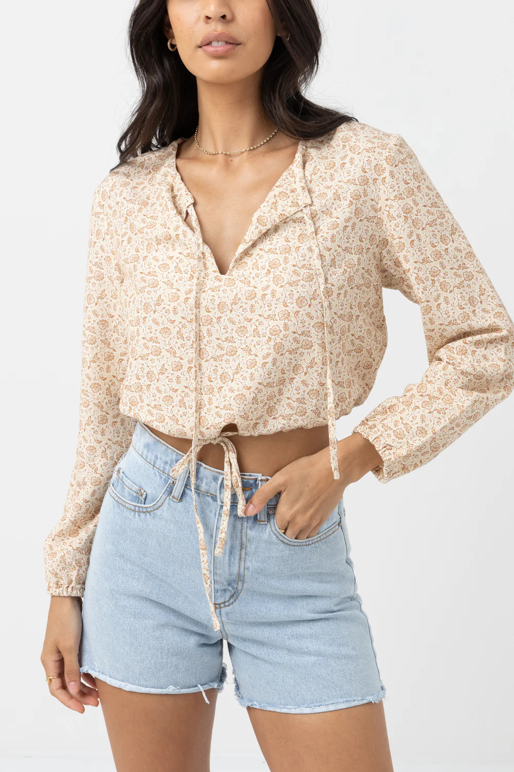 Rhythm Nazare Paisley Long Sleeve Top - Clay