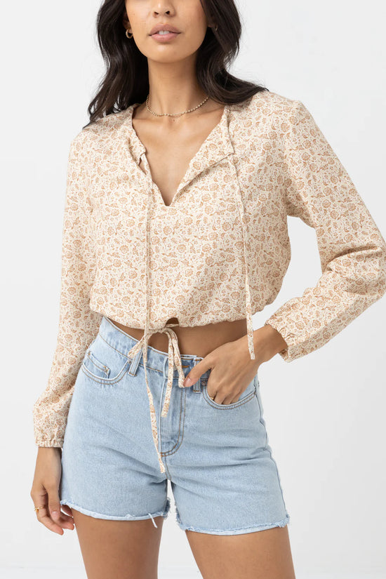 Rhythm Nazare Paisley Long Sleeve Top - Clay