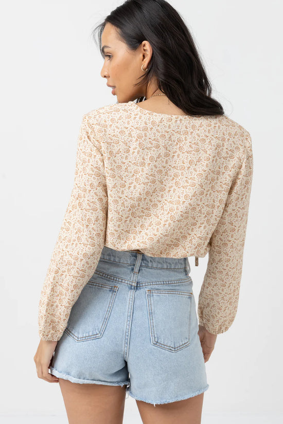 Rhythm Nazare Paisley Long Sleeve Top - Clay