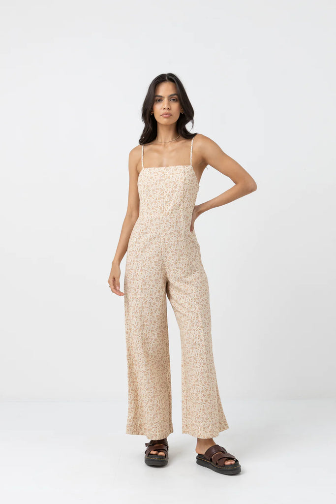 Rhythm Nazare Paisley Wide Leg Jumpsuit - Clay