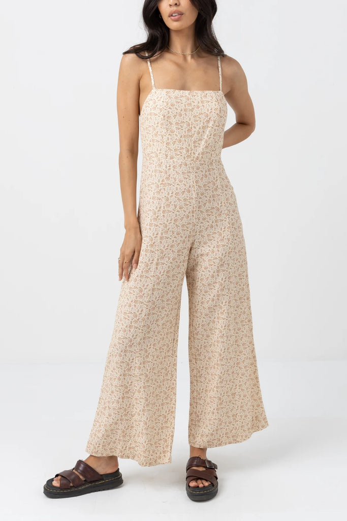 Rhythm Nazare Paisley Wide Leg Jumpsuit - Clay