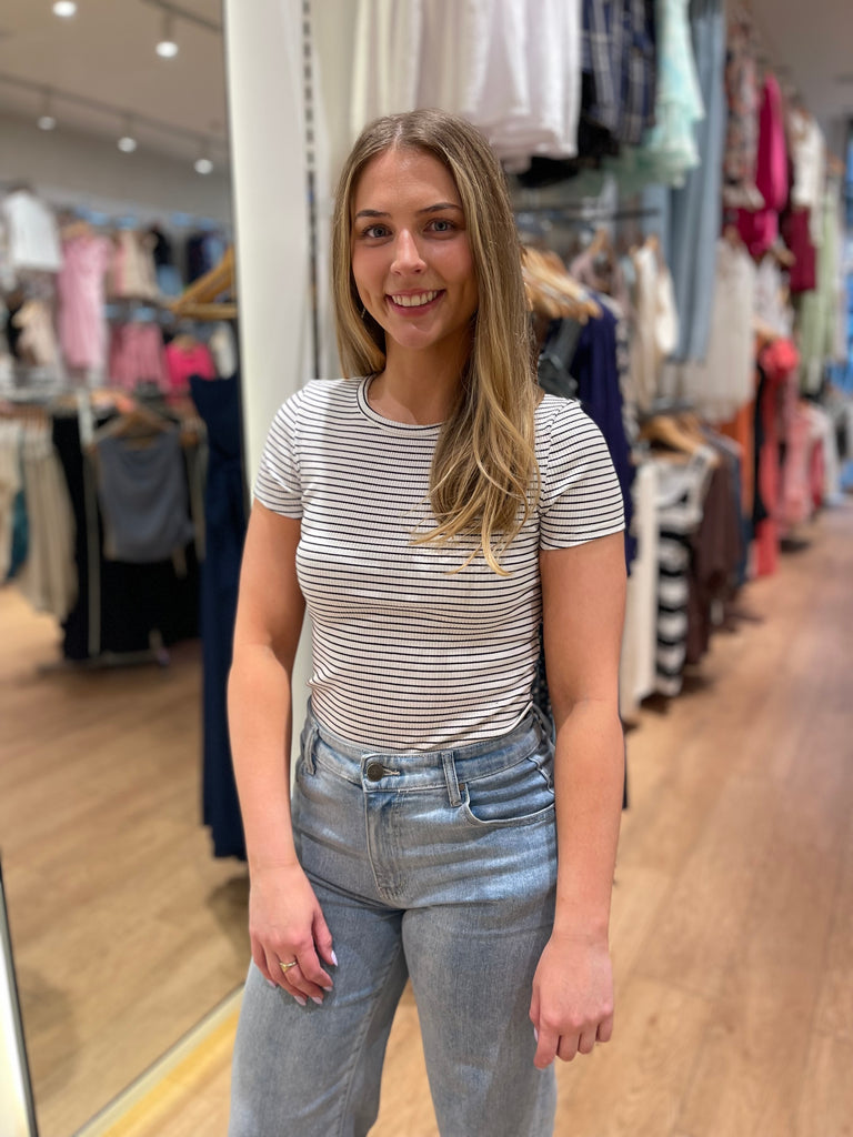 All About Eve Rib Stripe Tee - White