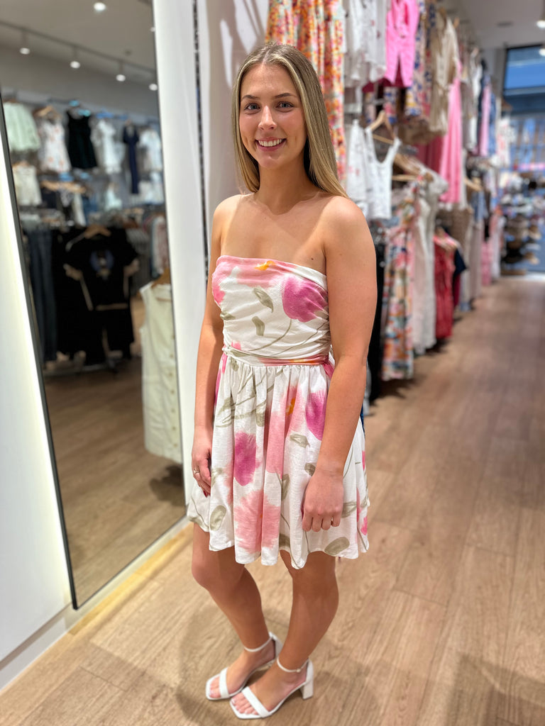 Marrum Strapless Dress - Blossom Print