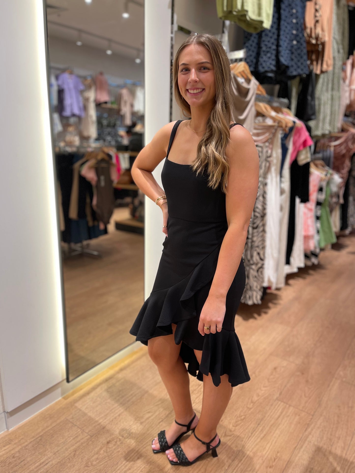 Anna Dress With Frill Bottom - Black
