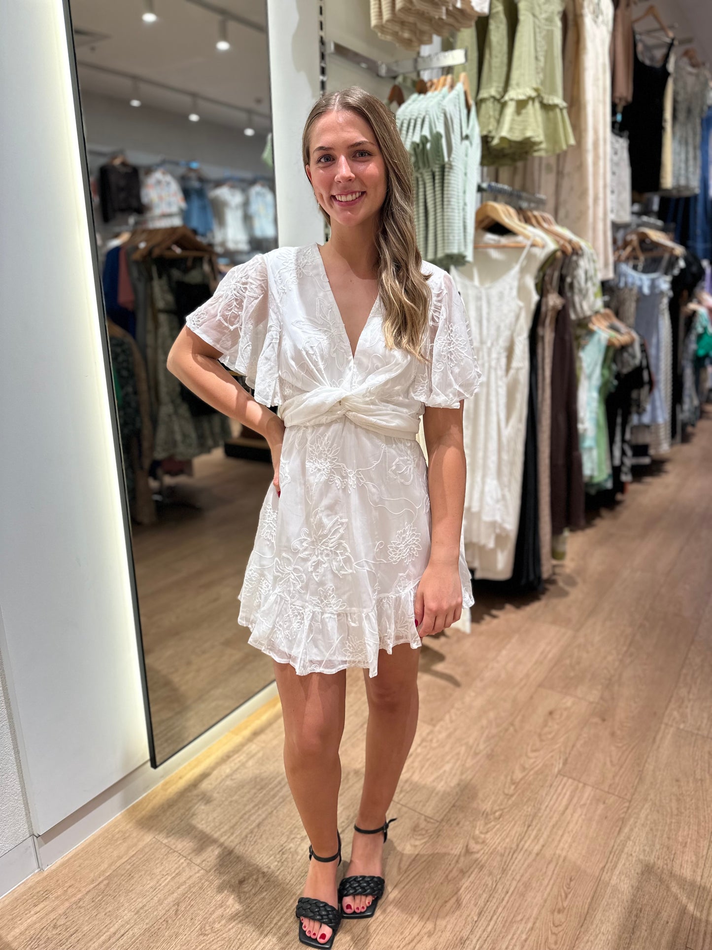 Waide Textured Dress - White