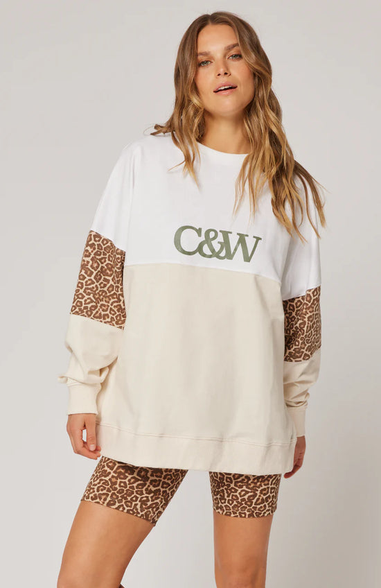 Cartel And Willow Peta Sweater - Vanilla/Hazel Leopard