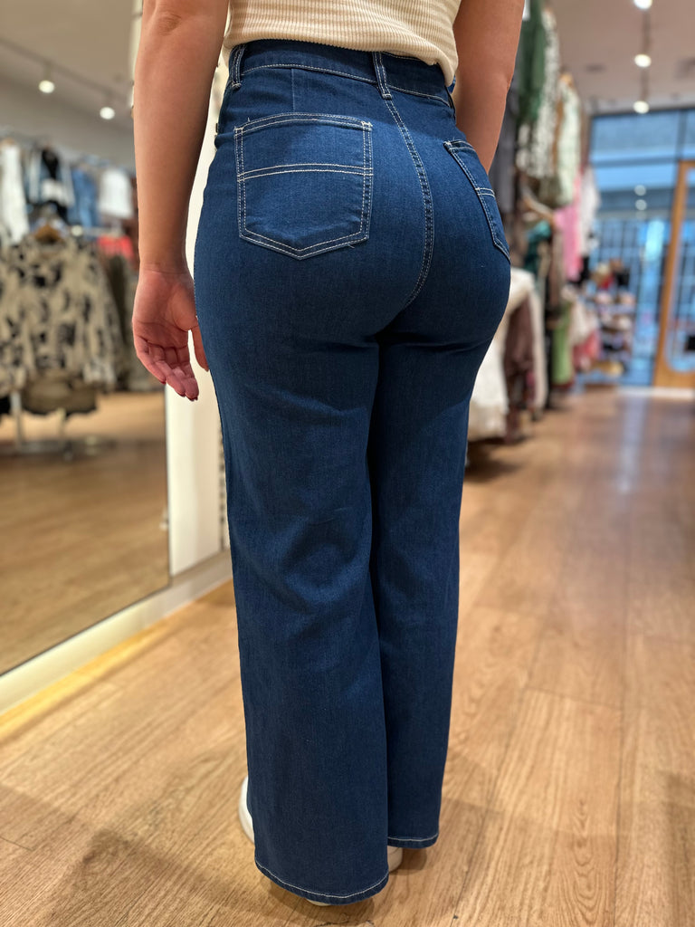 Wakee Bairlee Wide Leg Jean - Dark Denim