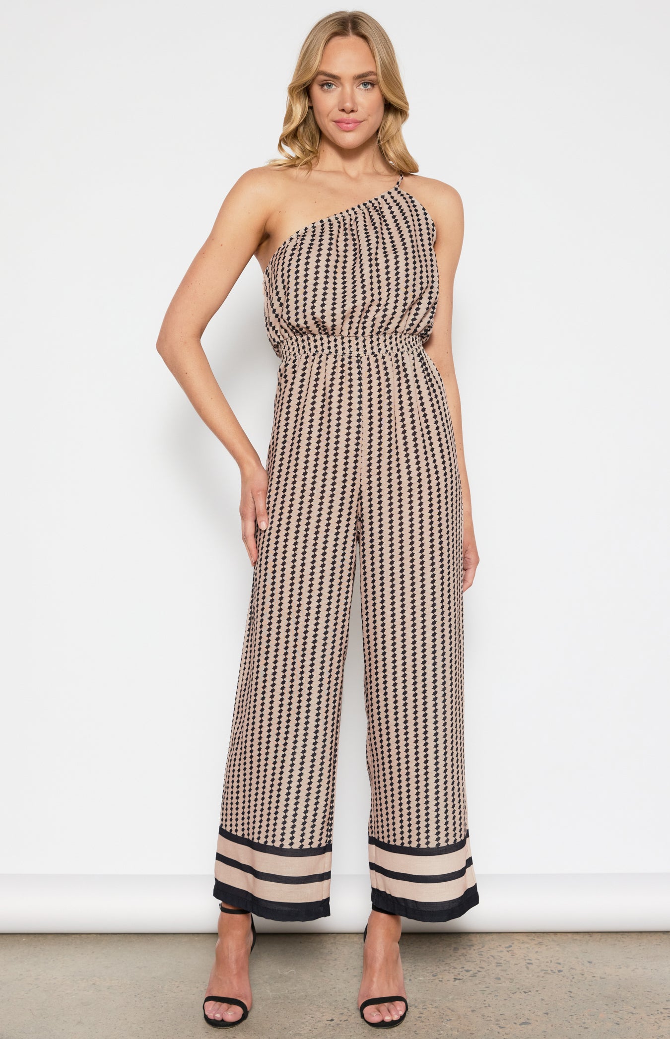 Madina Geo Print Jumpsuit - Mocha