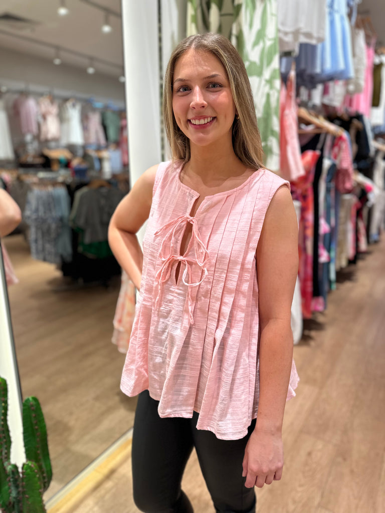 Thohill Tie Front Top - Pink