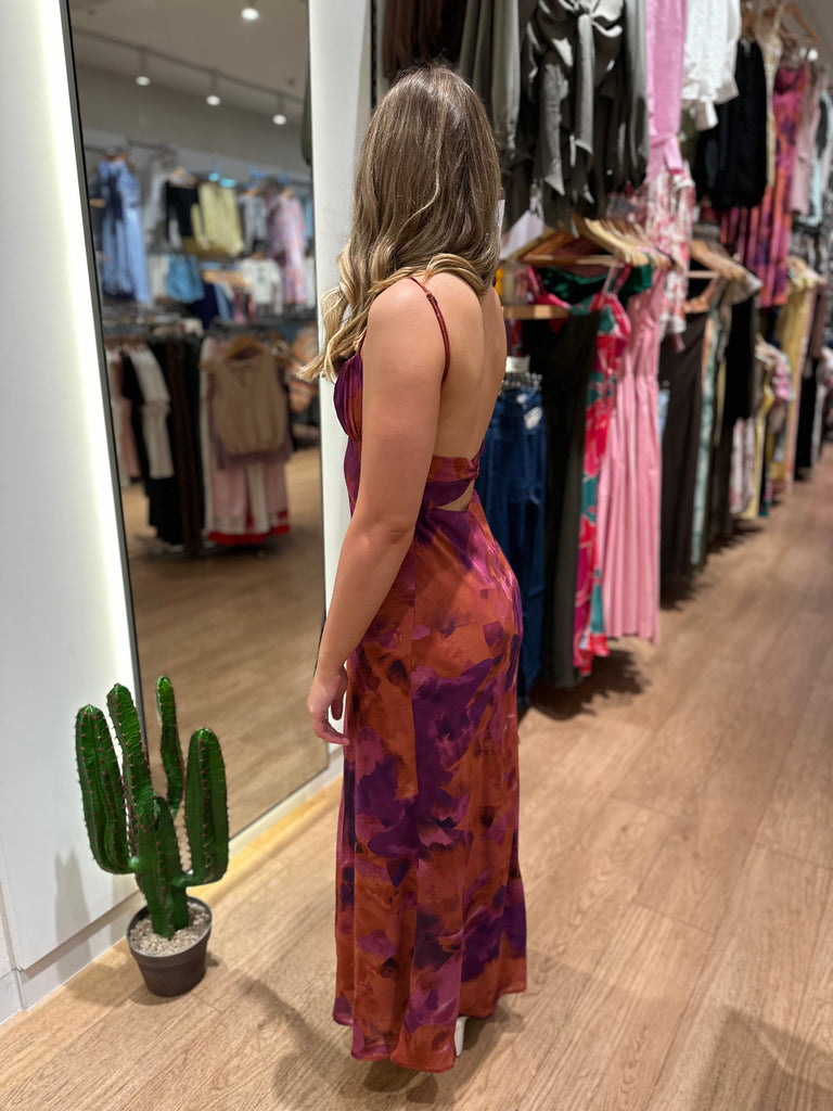 Verano Printed Maxi Dress - Dark Rose