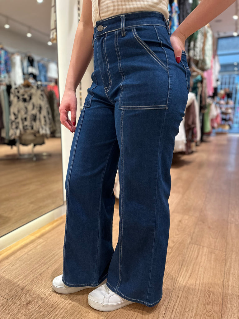 Wakee Bairlee Wide Leg Jean - Dark Denim