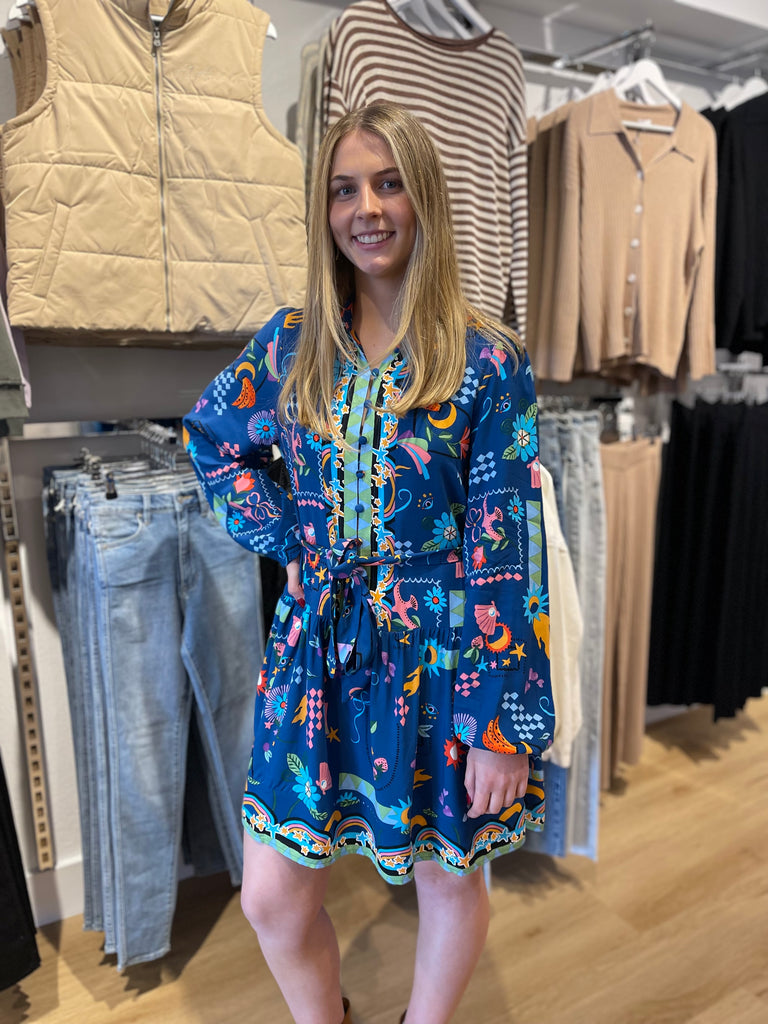 Tenneta Dress - Navy Print