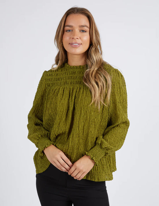 Helena Check Top - Moss
