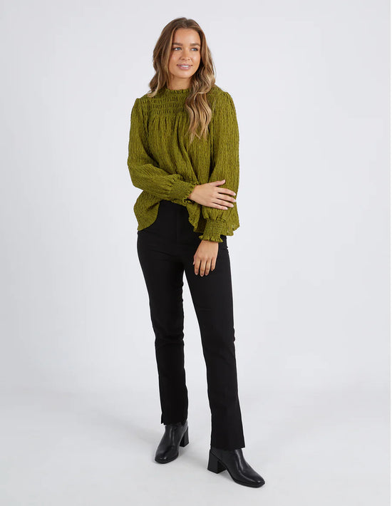 Helena Check Top - Moss