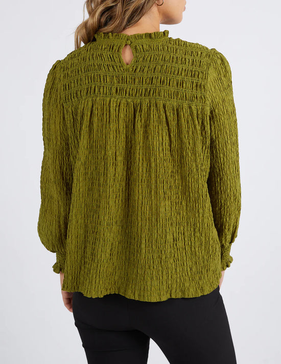 Helena Check Top - Moss