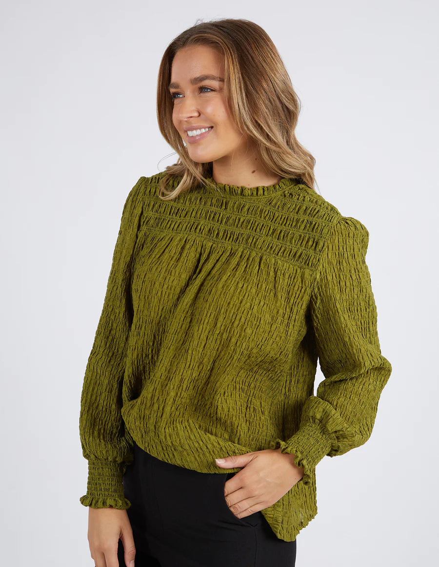 Helena Check Top - Moss