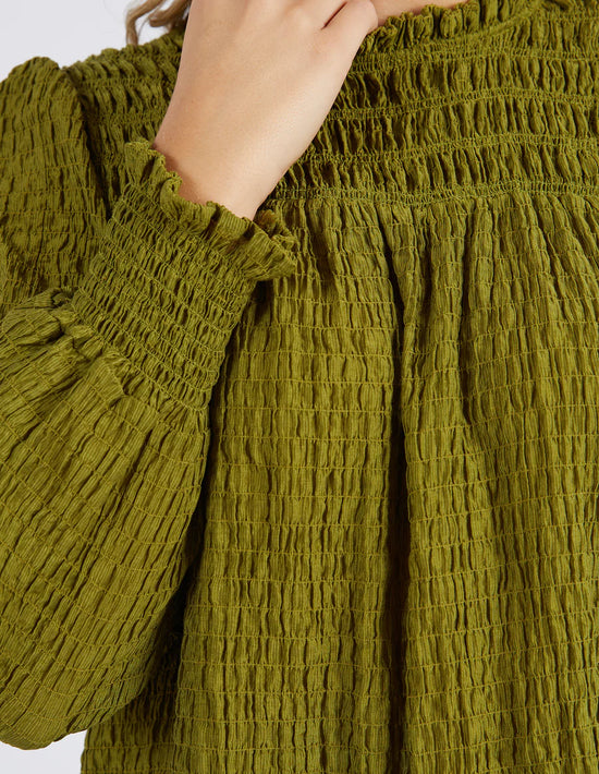Helena Check Top - Moss