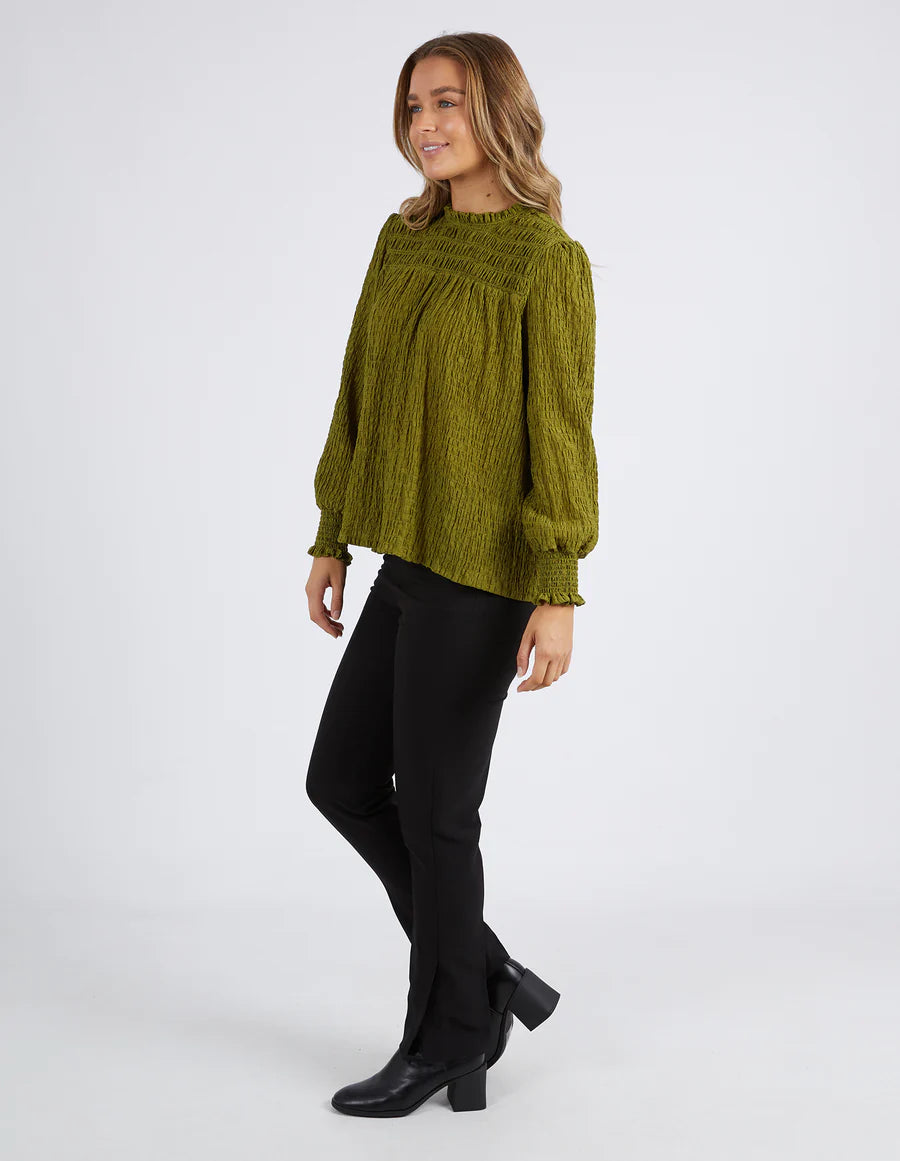 Helena Check Top - Moss
