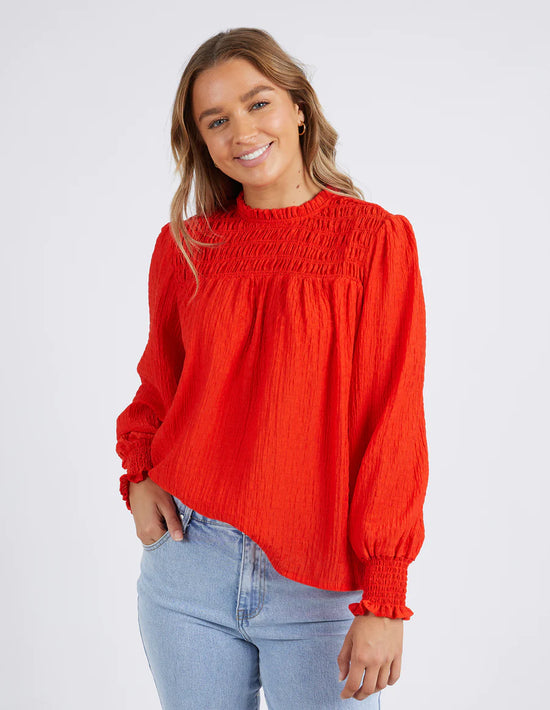 Helena Check Top - Cherry