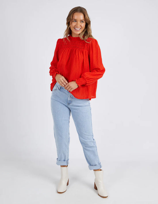 Helena Check Top - Cherry
