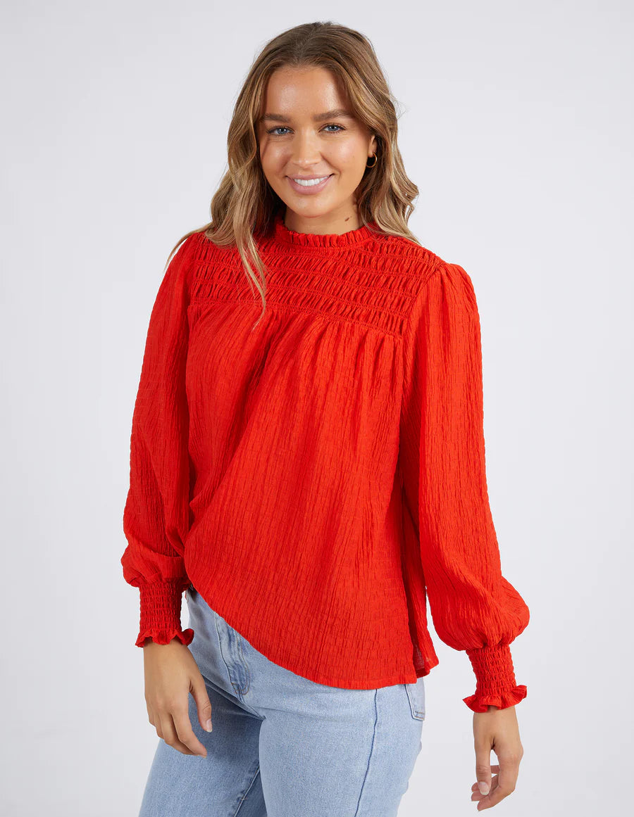 Helena Check Top - Cherry