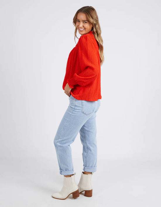 Helena Check Top - Cherry