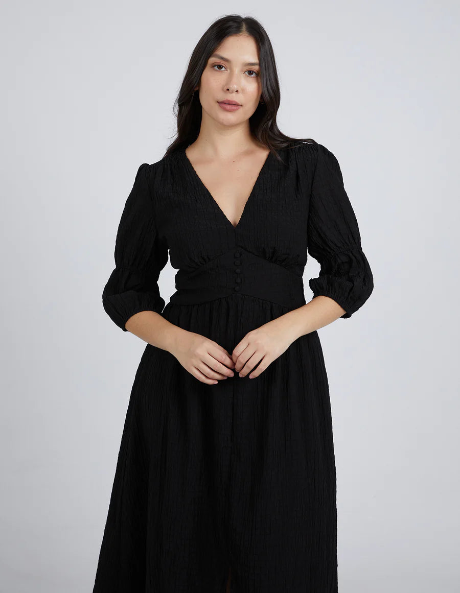Helena Check Maxi Dress - Black
