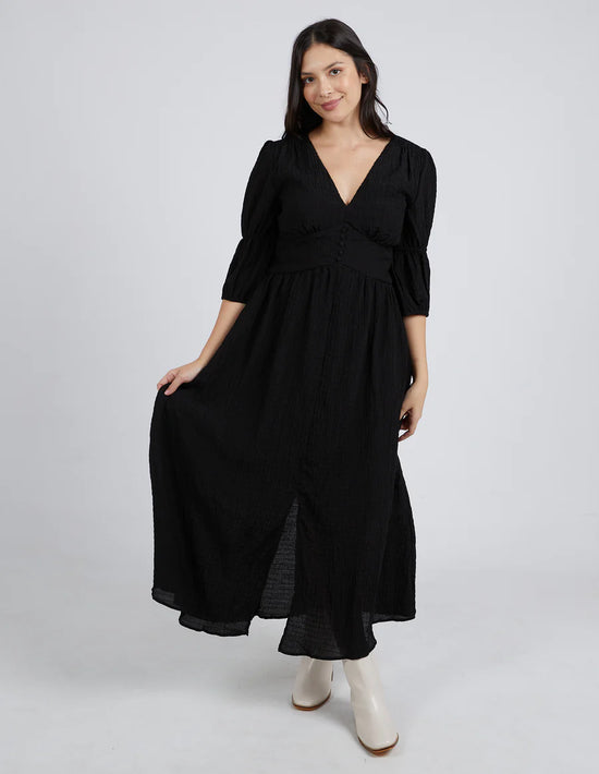 Helena Check Maxi Dress - Black