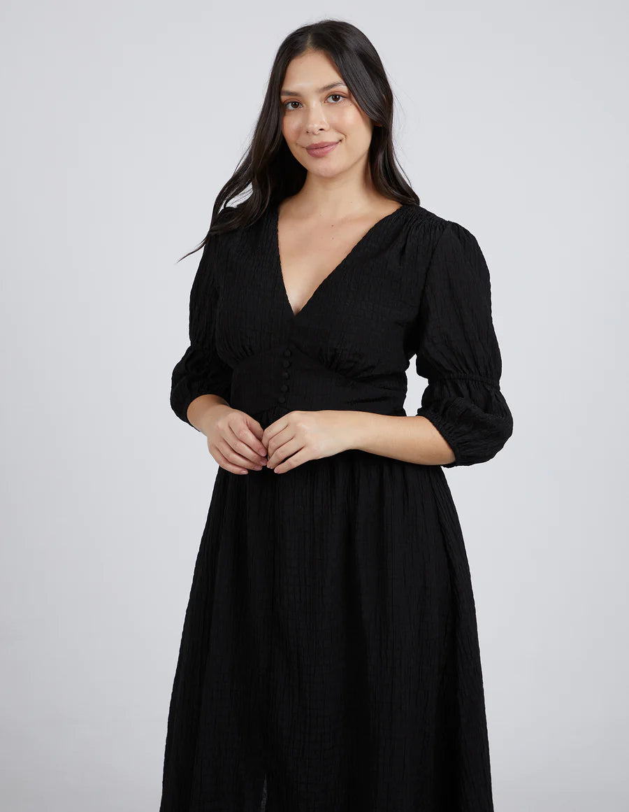 Helena Check Maxi Dress - Black
