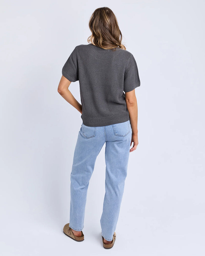 Foxwood Blair Short Sleeve Knit - Charcoal