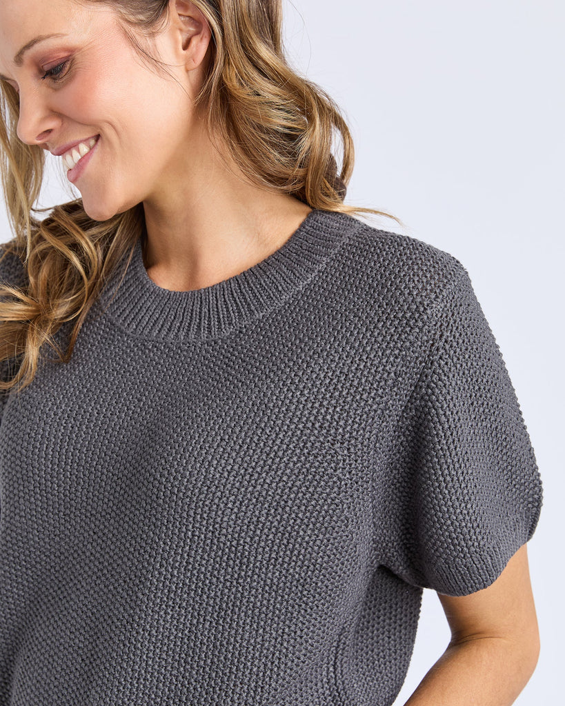 Foxwood Blair Short Sleeve Knit - Charcoal