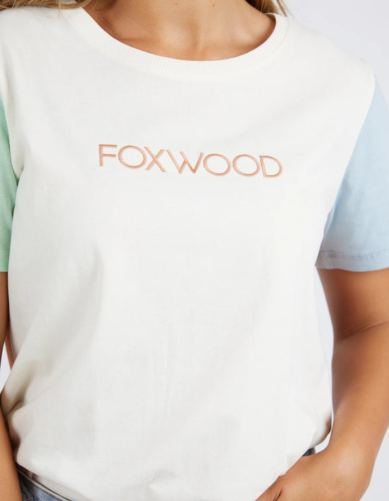 Foxwood Astrid Colour Block Tee - Vintage White