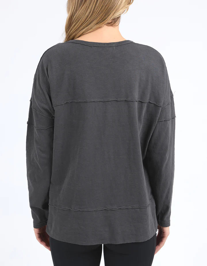 Foxwood Throw On Tee - Coal