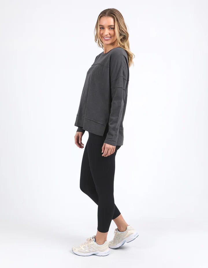 Foxwood Throw On Tee - Coal
