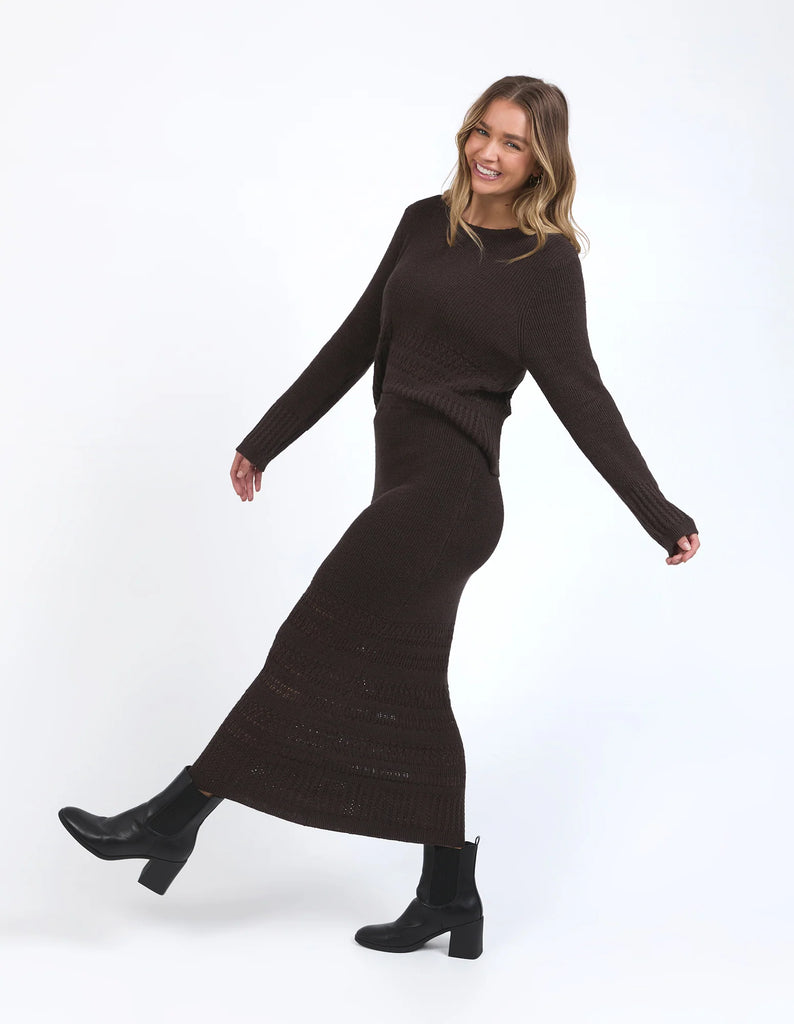 Foxwood Elka Knit Skirt - Coffee Bean