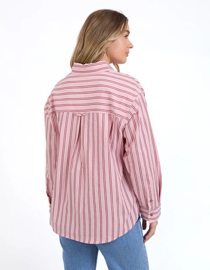 Foxwood Staple Shirt - Pink With Berry Stripe
