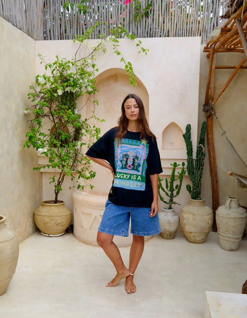 Foxwood Lucky Star Tee - Washed Black