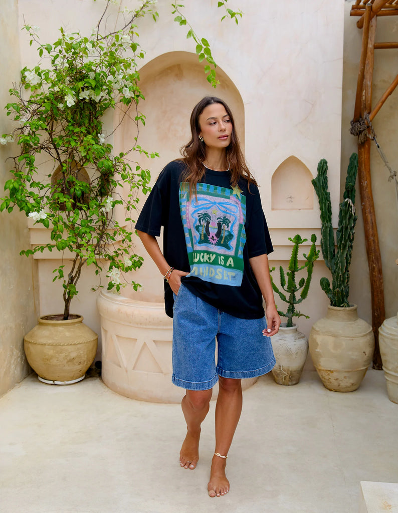 Foxwood Lucky Star Tee - Washed Black