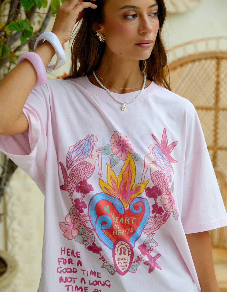 Foxwood Heart Of Hearts Tee - Pale Pink