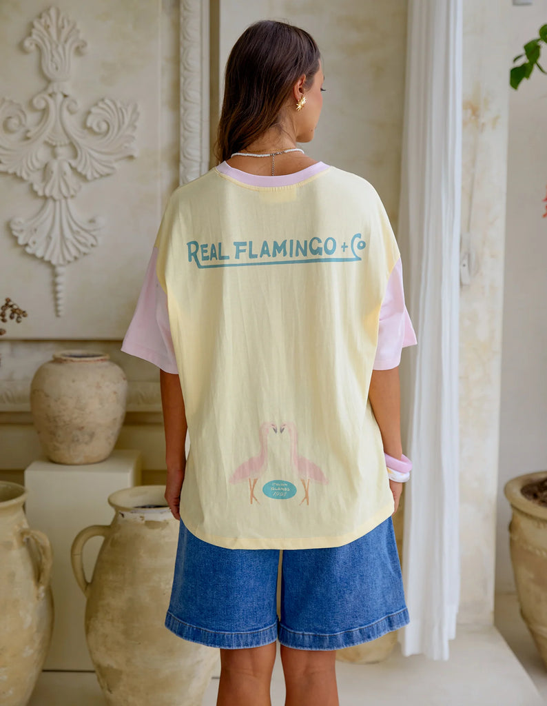 Foxwood Real Flamingo Tee - Lemon & Pink