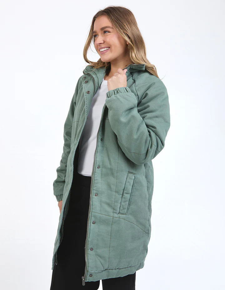 Foxwood Rosalee Longline Jacket - Washed Green