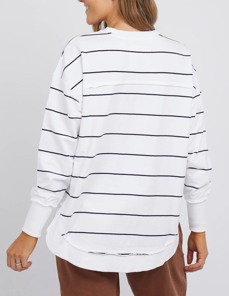 Foxwood Classic Stripe Simplified Crew - White/Navy
