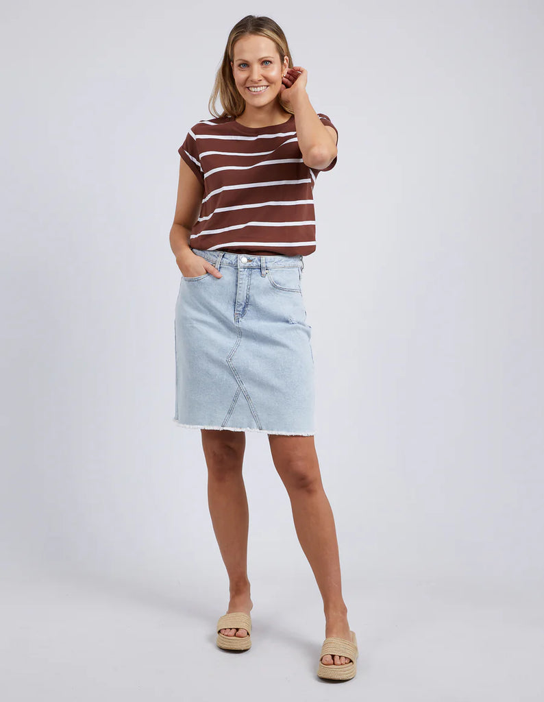 Foxwood Manly Stripe Tee - Chocolate/White Stripe