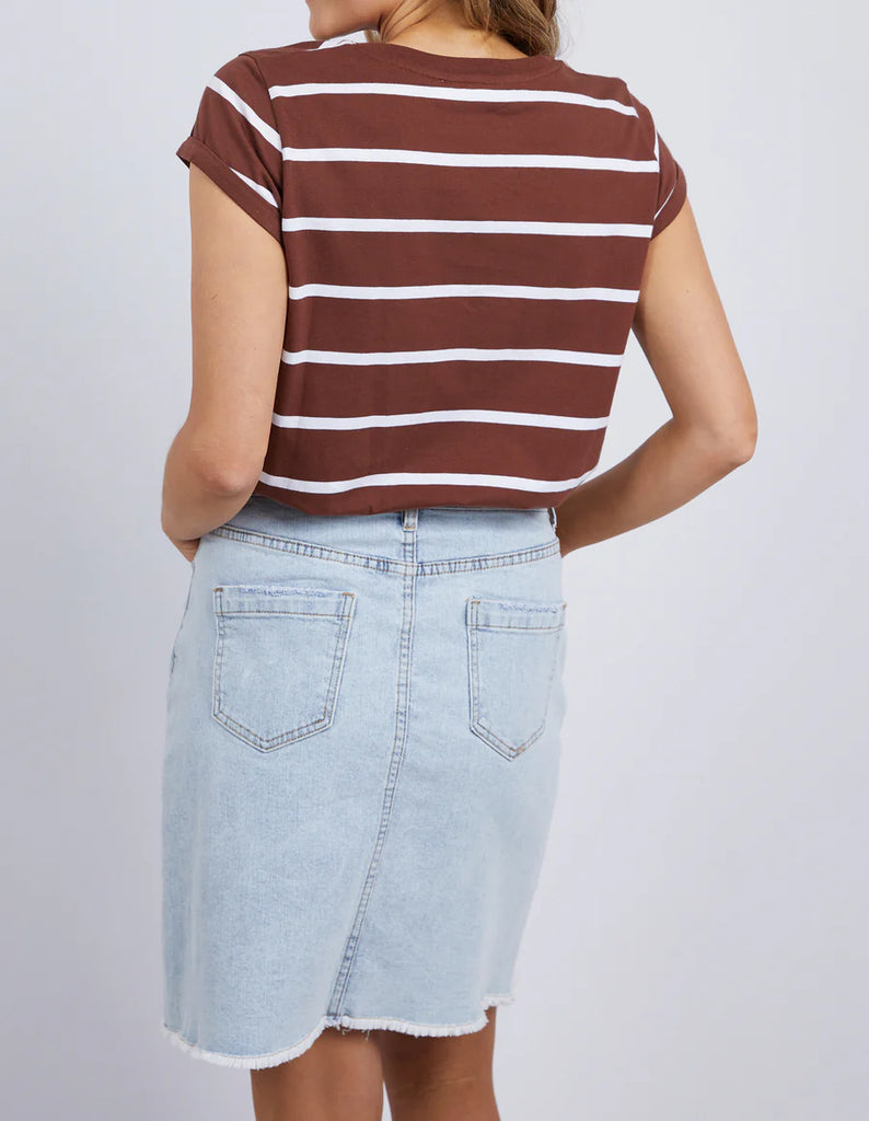 Foxwood Manly Stripe Tee - Chocolate/White Stripe