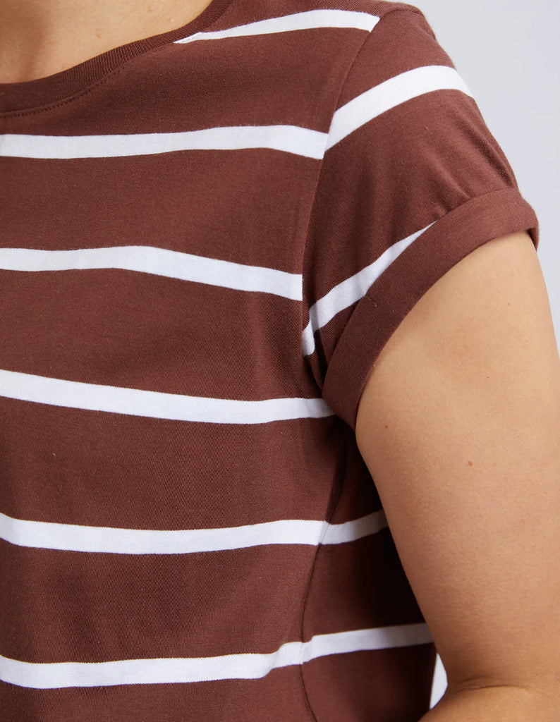 Foxwood Manly Stripe Tee - Chocolate/White Stripe