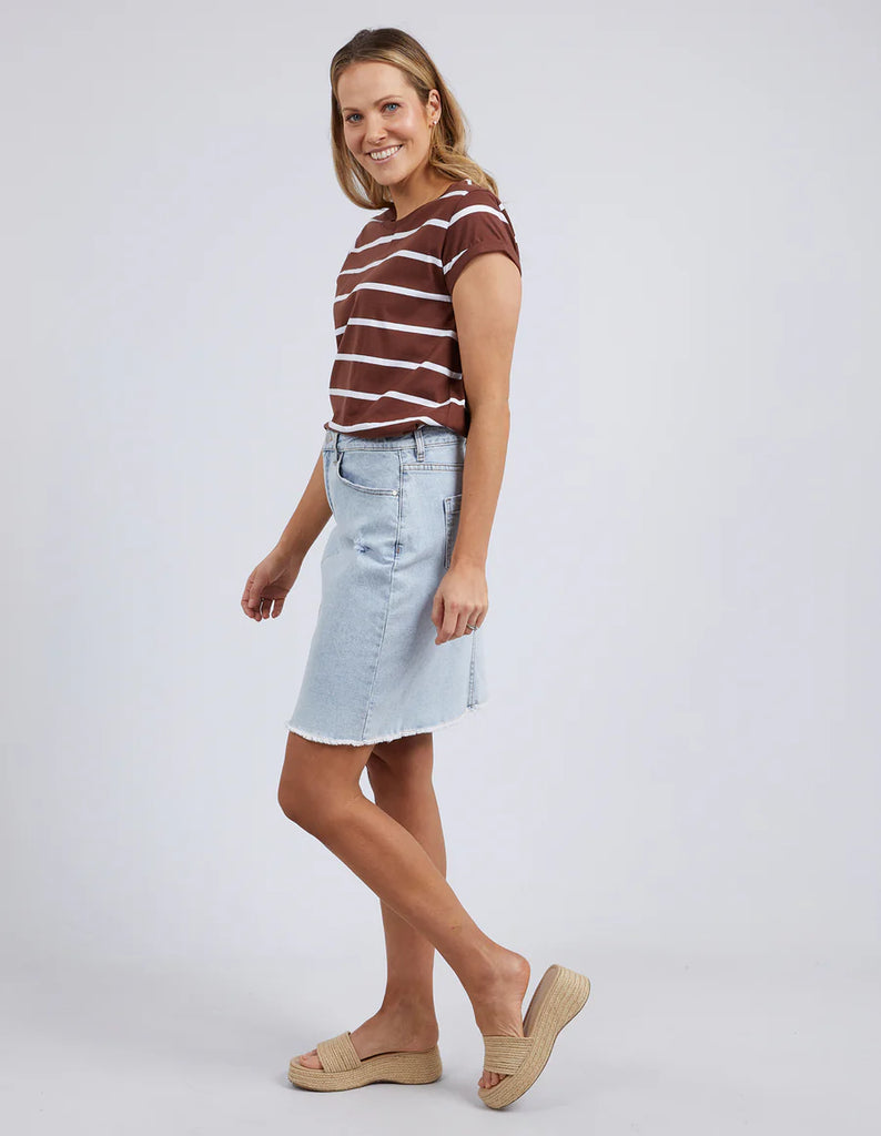 Foxwood Manly Stripe Tee - Chocolate/White Stripe
